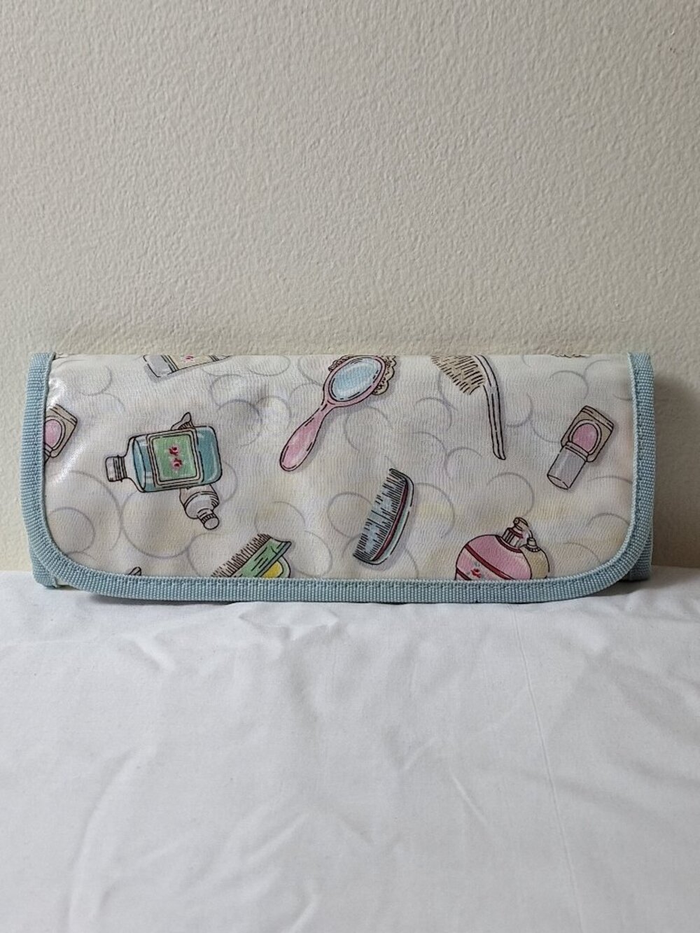 Cath Kidston Pastel Toiletry & Brush Roll - Blue Trim
